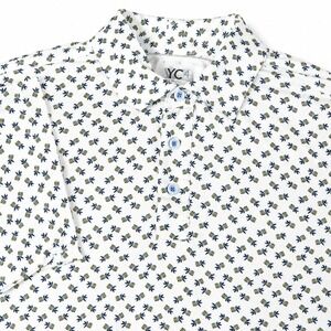 YC4 Polo Shirt Men's XL White Pineapple Print Short Sleeve Tropical Summer Golf